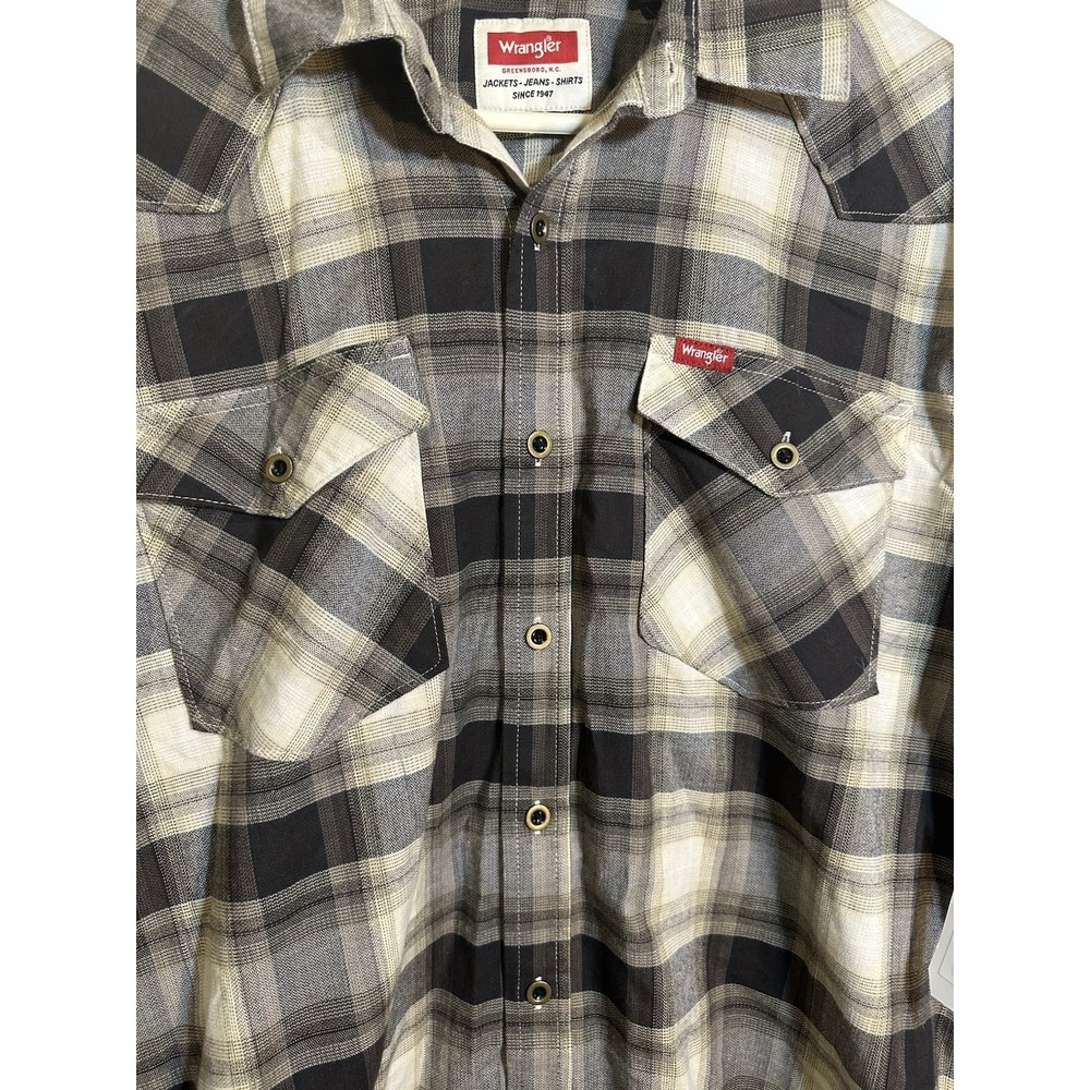 wrangler mens long sleeve‎ button down collared plaid shirt size large - Picture 2 of 7